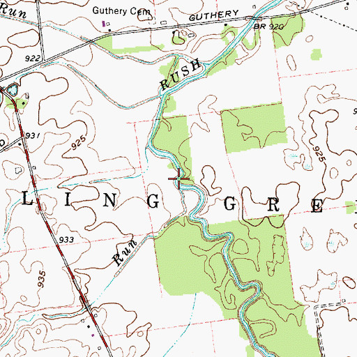 Topographic Map of Brown Run, OH