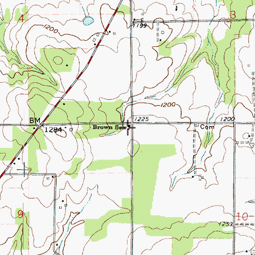 Topographic Map of Brown School, OH