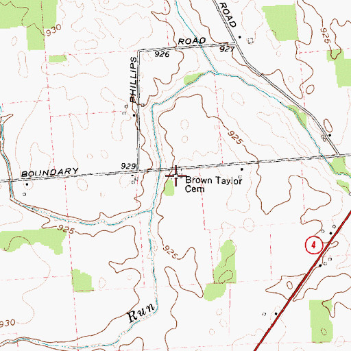 Topographic Map of Brown Taylor Cemetery, OH