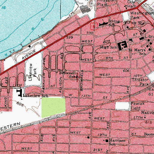 Topographic Map of Brownell School, OH