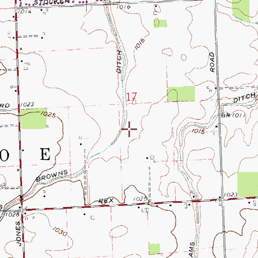 Topographic Map of Browns Ditch, OH