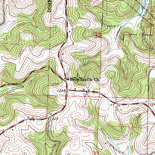 Topographic Map of Brownsville Church, OH
