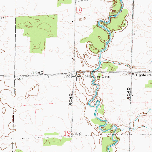Topographic Map of Brucklacher Cemetery, OH