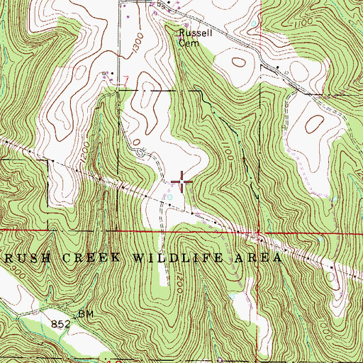 Topographic Map of Brush Creek Wildlife Area, OH
