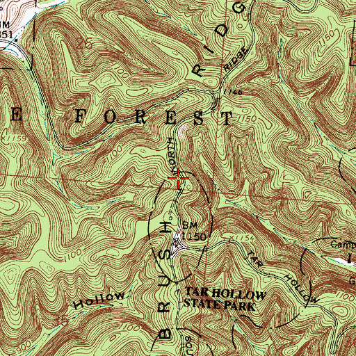 Topographic Map of Brush Ridge, OH