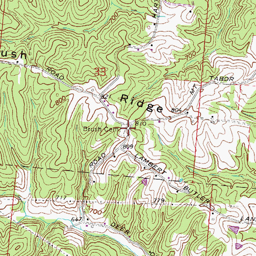 Topographic Map of Brush Cemetery, OH