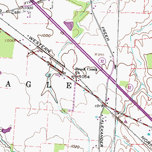 Topographic Map of Brush Creek Church, OH