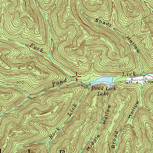 Topographic Map of Brush Fork, OH