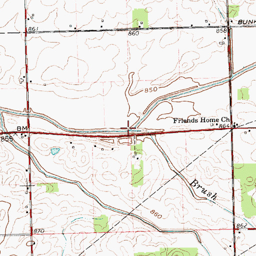 Topographic Map of Brush Run, OH