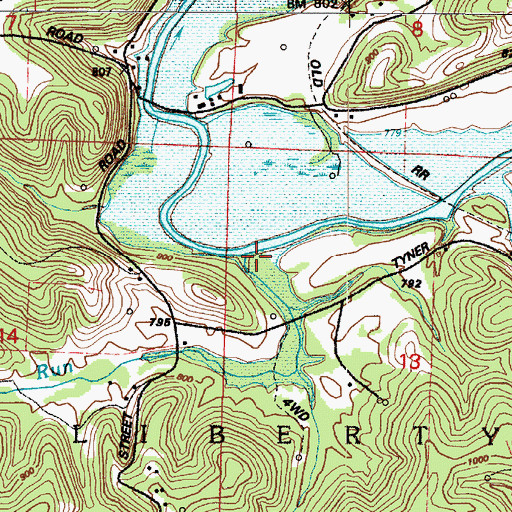 Topographic Map of Brush Run, OH