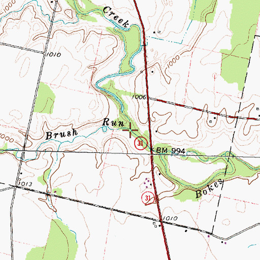Topographic Map of Brush Run, OH