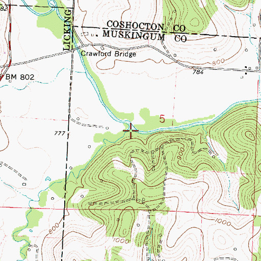 Topographic Map of Brushy Fork, OH