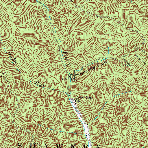 Topographic Map of Brushy Fork, OH