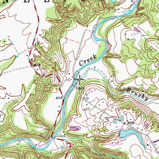 Topographic Map of Brushy Fork, OH