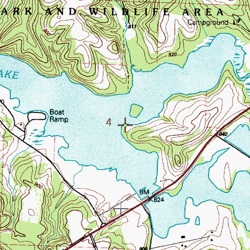 Topographic Map of Brushy Fork, OH