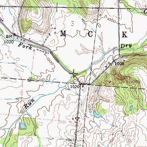 Topographic Map of Brushy Fork, OH