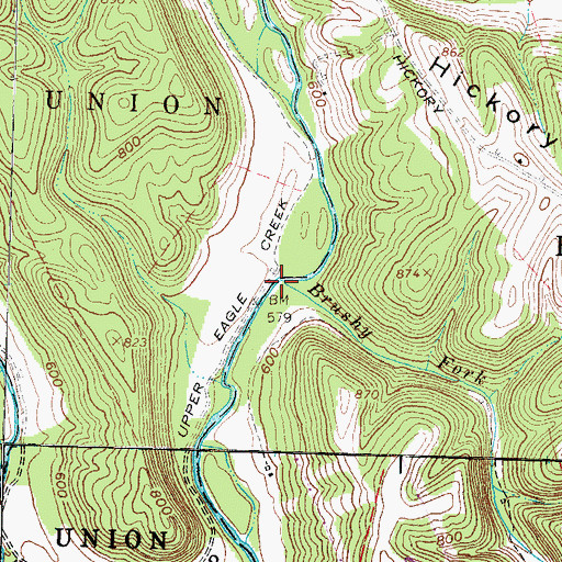 Topographic Map of Brushy Fork Eagle Creek, OH