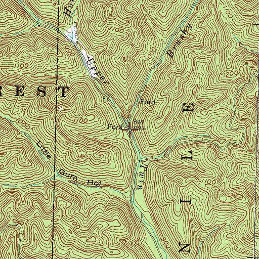 Topographic Map of Brushy Fork Upper Twin Creek, OH