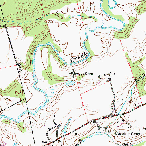 Topographic Map of Brust Cemetery, OH