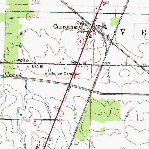 Topographic Map of Buchman Cemetery, OH
