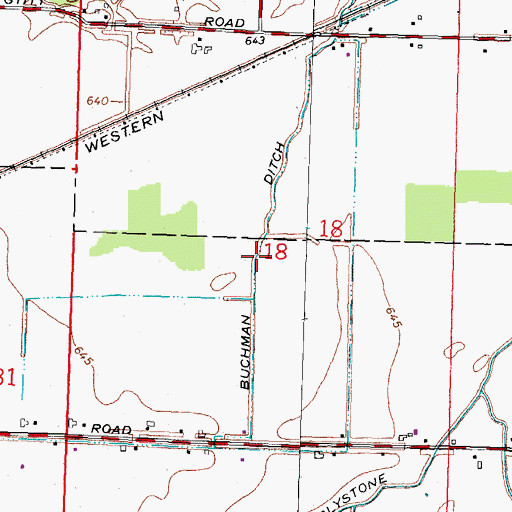Topographic Map of Buchman Ditch, OH