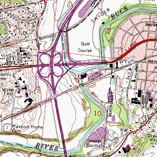 Topographic Map of Buck Creek, OH