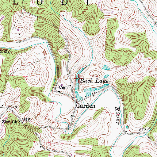 Topographic Map of Buck Lake, OH