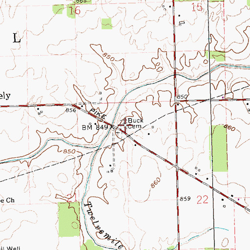 Topographic Map of Buck Cemetery, OH