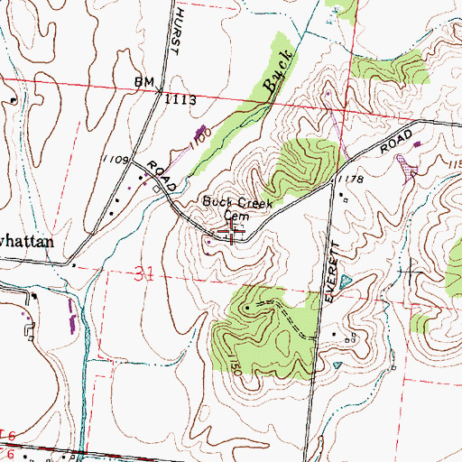 Topographic Map of Buck Creek Cemetery, OH
