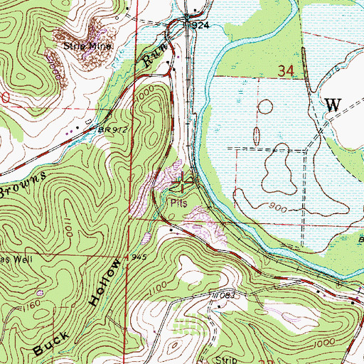 Topographic Map of Buck Hollow, OH