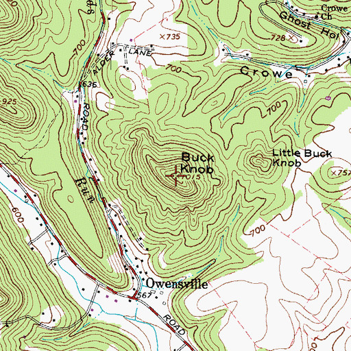 Topographic Map of Buck Knob, OH