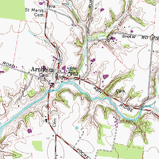 Topographic Map of Buck Run, OH