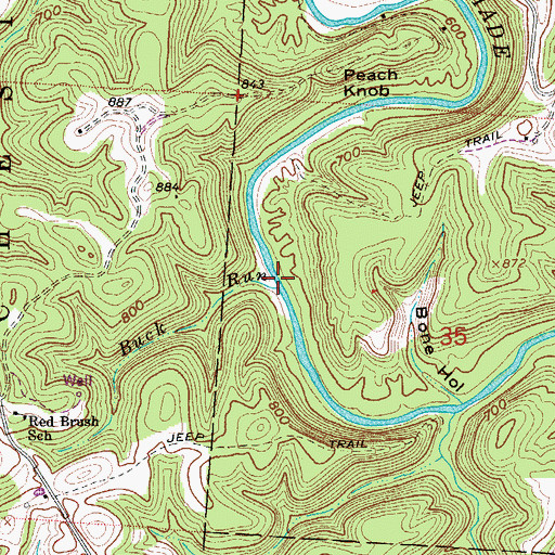 Topographic Map of Buck Run, OH