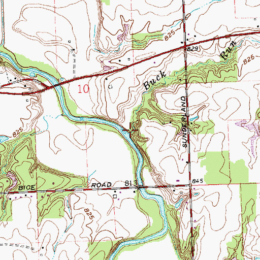Topographic Map of Buck Run, OH