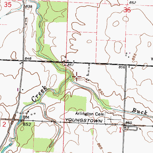 Topographic Map of Buck Run, OH