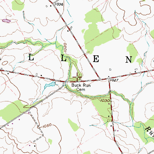 Topographic Map of Buck Run Cemetery, OH