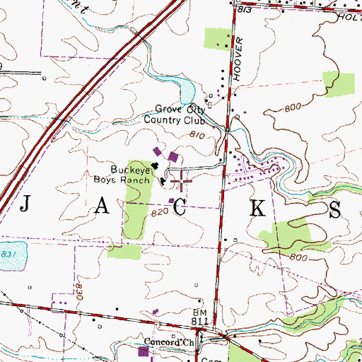 Topographic Map of Buckeye Boys Ranch, OH