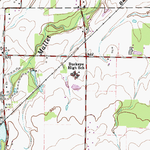 Topographic Map of Buckeye High School, OH