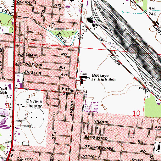 Topographic Map of Buckeye Junior High School, OH