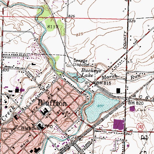 Topographic Map of Buckeye Lake, OH