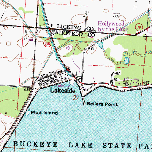 Topographic Map of Buckeye Lake, OH