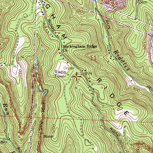 Topographic Map of Buckingham Ridge, OH