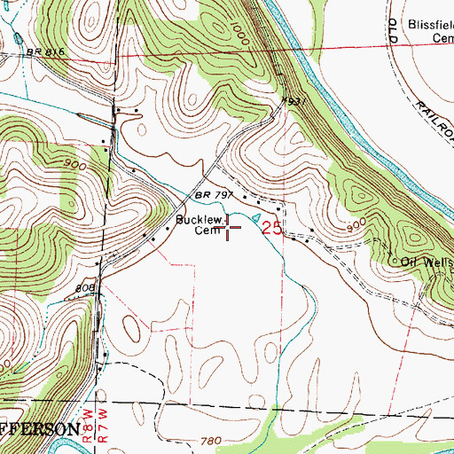 Topographic Map of Bucklew Cemetery, OH