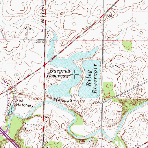 Topographic Map of Bucyrus Reservoir, OH