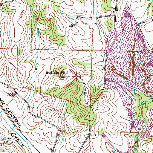 Topographic Map of Buffalo Hill Cemetery, OH