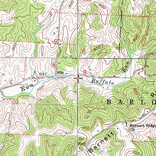Topographic Map of Buffalo Run, OH