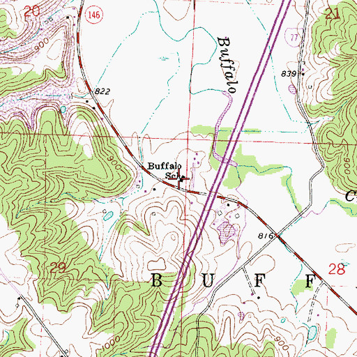 Topographic Map of Buffalo School, OH