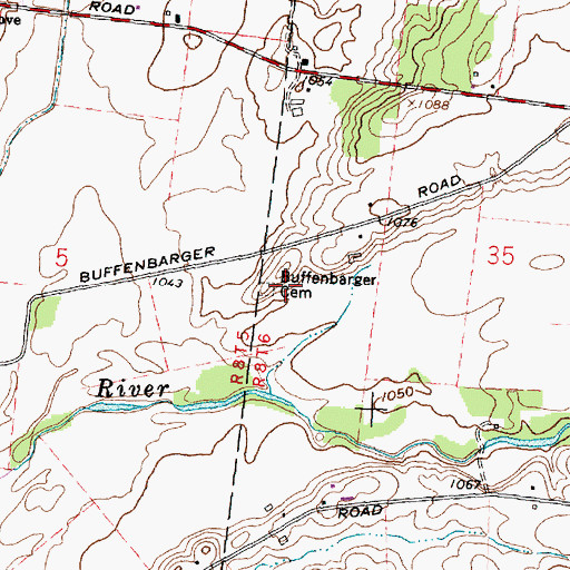Topographic Map of Buffenbarger Cemetery, OH