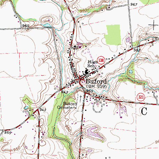 Topographic Map of Buford, OH