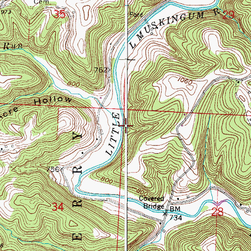 Topographic Map of Buhrs Run, OH